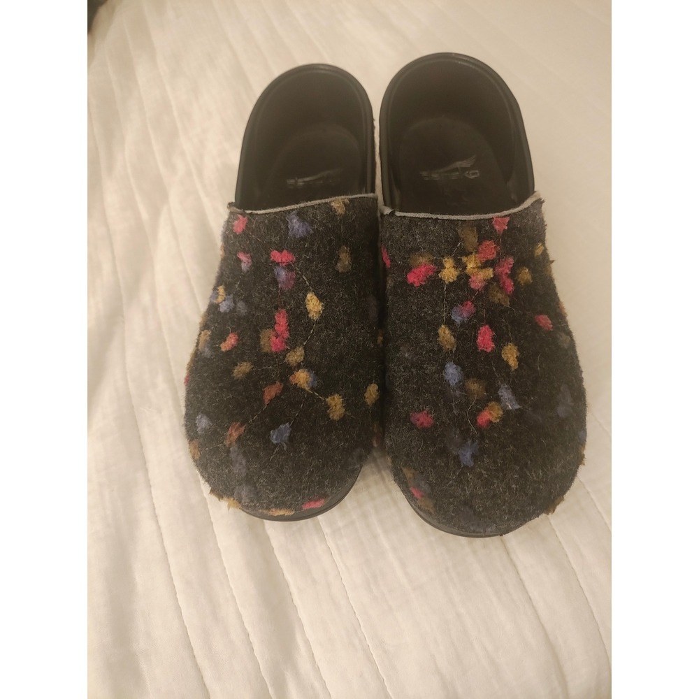 Dansko Professional Clogs Multi Color Polka Dot Felted Wool Grey Women 37 6.5-7